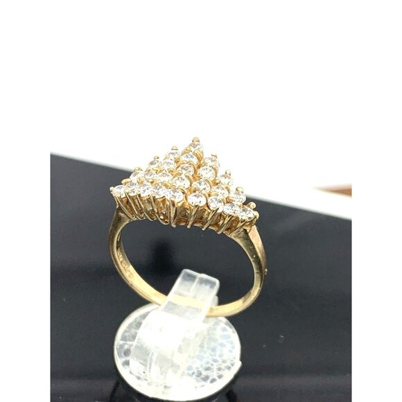 Cocktail Ring Clear Gemstone 10k Yellow Gold Cluster Women's Size 6.5 - Picture 3 of 14